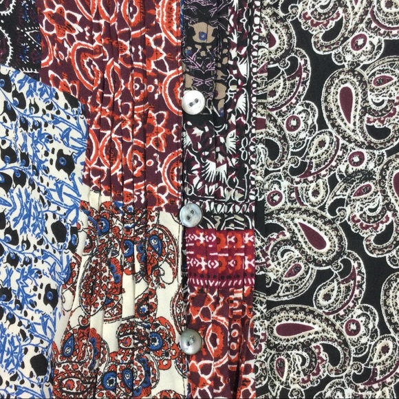 CB Button Up Blouse Flared Sleeves Paisley Ornate Buttons Multi Color Women's S - Picture 5 of 8